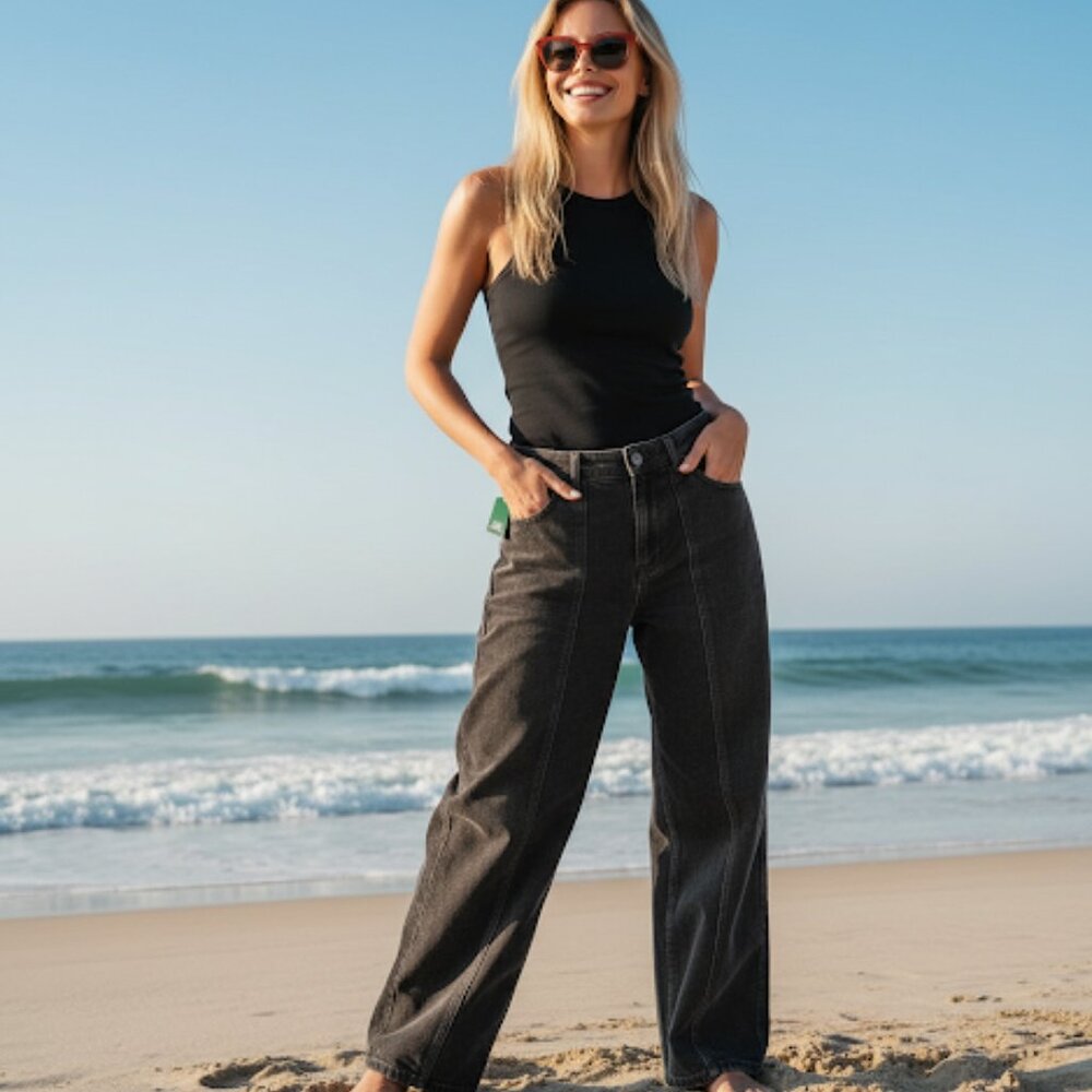 Wild Fable Black Wash Women's High-Rise Straight Button Fly Jeans NWT